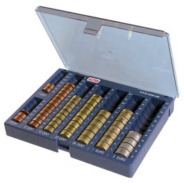 Geldsorteerbak euro munten met deksel 235x185x32/70mm Geldsorteerbak euro munten met deksel 235x185x32/70mm