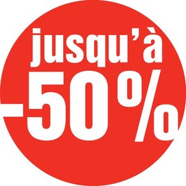 Affiche JUSQU'À -50% rond Ø60cm rood (FR) Affiche JUSQU'À -50% rond Ø60cm rood (FR)