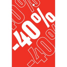 Gaatjesetiket -40% rood 55x85mm - per 250 Gaatjesetiket -40% rood 55x85mm - per 250