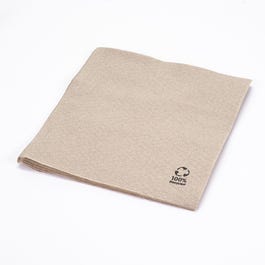 Servet gerecycled natuurlijke watten 1 plooi 33x33cm - per 100 Servet gerecycled natuurlijke watten 1 plooi 33x33cm - per 100