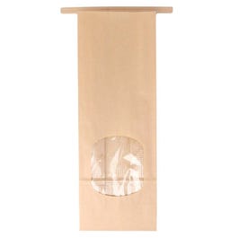 Blokbodemzak kraft met venster en sluiting 9x6x25cm - per 50 Blokbodemzak kraft met venster en sluiting 9x6x25cm - per 50