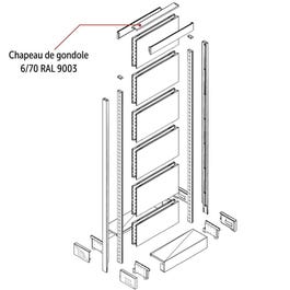 Afdekplaat middenunit 70cm wit 9003 Afdekplaat middenunit 70cm wit 9003