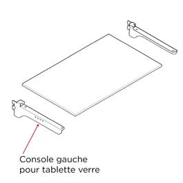 Plankdrager links voor glazen legbord wit L10cm Plankdrager links voor glazen legbord wit L10cm