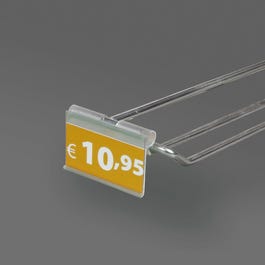 Etikethouder transparant voor haak met T stang 30x50mm Etikethouder transparant voor haak met T stang 30x50mm