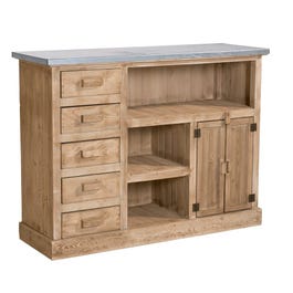Toonbank Westside massief grenen met zinken bovenblad 119x39x90cm Toonbank Westside massief grenen met zinken bovenblad 119x39x90cm