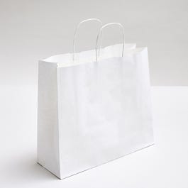 Krafttas met gedraaide handvatten wit 36+12x31cm - per 50 Krafttas met gedraaide handvatten wit 36+12x31cm - per 50