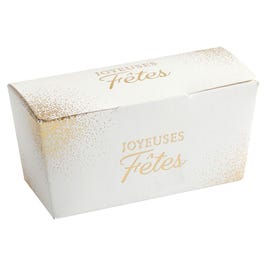 Pralinedoos Joyeuses Fêtes wit en goud 250g 11,8x6,3x5,9cm - per 25 Pralinedoos Joyeuses Fêtes wit en goud 250g 11,8x6,3x5,9cm - per 25