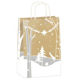 Krafttas met gedraaide handvatten Betoverd bos 18+8x24cm - per 25 Krafttas met gedraaide handvatten Betoverd bos 18+8x24cm - per 25