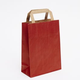 Krafttas met platte handvatten rood 18x8x24cm - per 50 Krafttas met platte handvatten rood 18x8x24cm - per 50