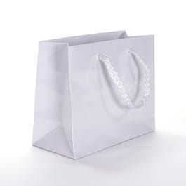 Luxe draagtas glans wit 14x11x6cm - per 12 Luxe draagtas glans wit 14x11x6cm - per 12