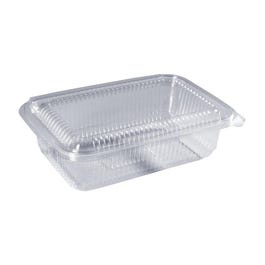 Plastic bakje met klap deksel 750ml 17.3x10.7x4.92cm - per 50 Plastic bakje met klap deksel 750ml 17.3x10.7x4.92cm - per 50