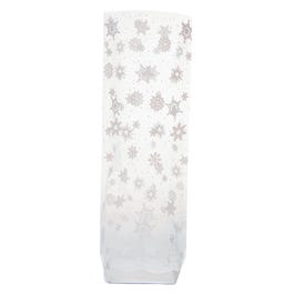 Kruisbodemzak transparant witte vlokken 12+4,8x27.5cm - per 100 Kruisbodemzak transparant witte vlokken 12+4,8x27.5cm - per 100