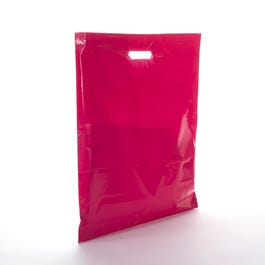 Plastic tas uitgesneden handvatten fuchsia 45x50+4cm - per 100 Plastic tas uitgesneden handvatten fuchsia 45x50+4cm - per 100