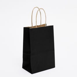 Krafttas met gedraaide handvatten zwart 14+8,5x21cm - per 50 Krafttas met gedraaide handvatten zwart 14+8,5x21cm - per 50