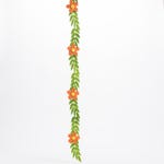 Slinger van groene bladen en oranje bloemen L 120cm - per 3