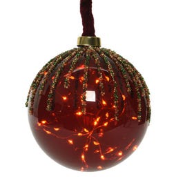 Rode glazen bol 40 leds warm wit Ø20cm Rode glazen bol 40 leds warm wit Ø20cm