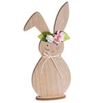 Houten konijn met gedroogde bloemen H80cm